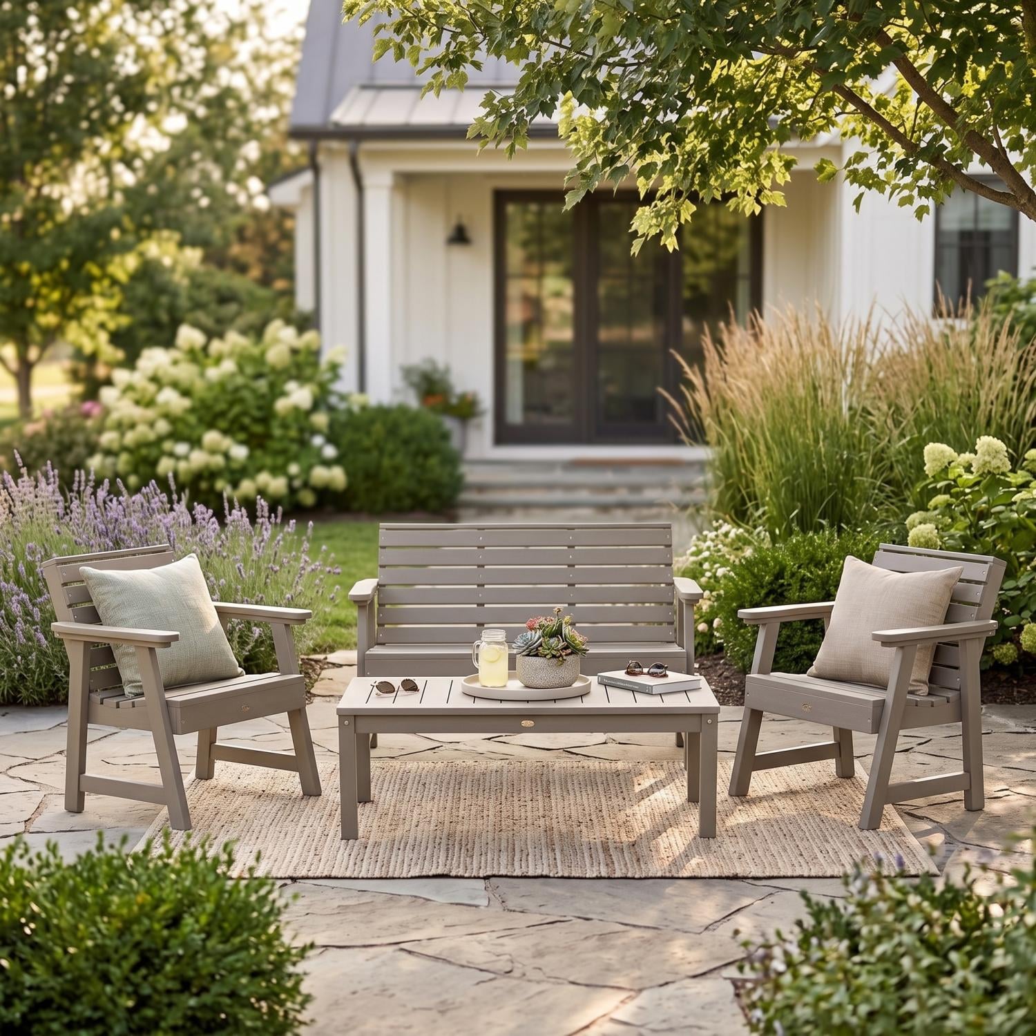 Lakeview Outdoor Designs Elm Pointe 4 Pc Recycled Plastic Seating Set in Woodland Brown by - AD-K632-WBR