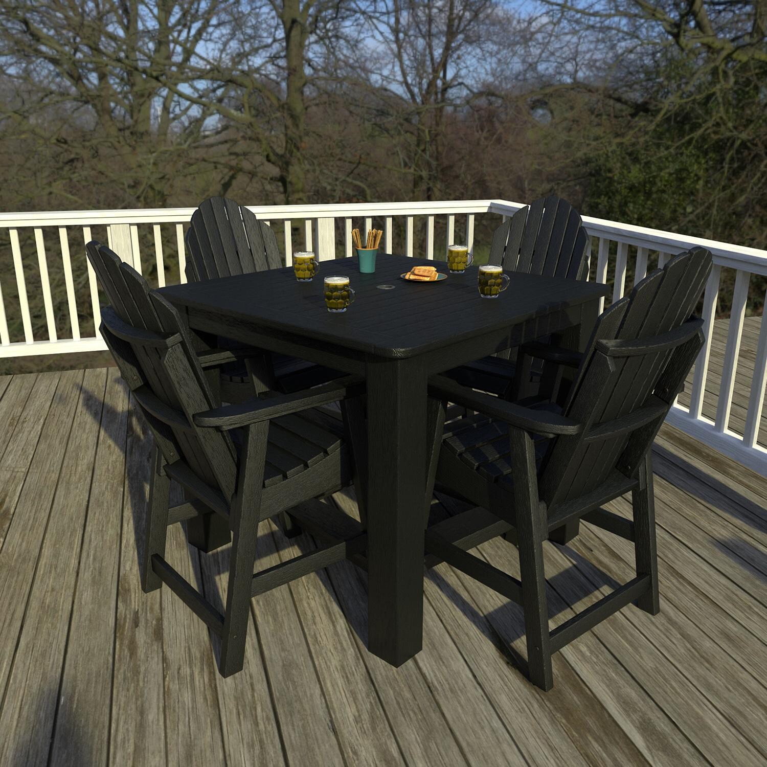 Dream Bay 5 Pc Recycled Plastic Square Counter Height Dining Set in Black by Lakeview Outdoor Designs
