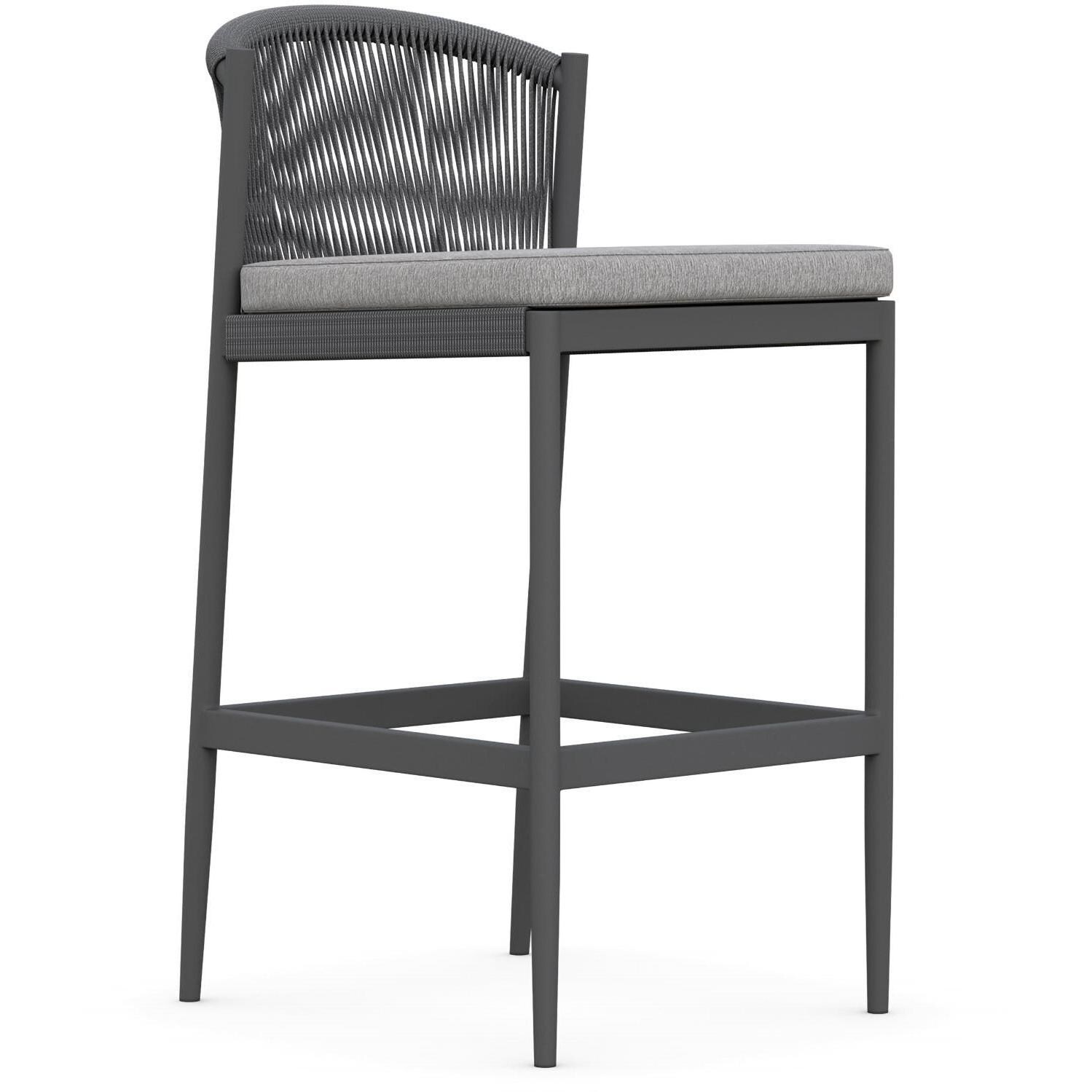 Azzurro Living Catalina Woven Rope Bar Stool in Ash/Fog - Angled - White Background thumbnail
