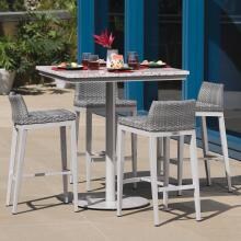 Argento 5 Piece Wicker Patio Bar Set W/ 36 Inch Square Lite-Core Ash Table By Oxford Garden image