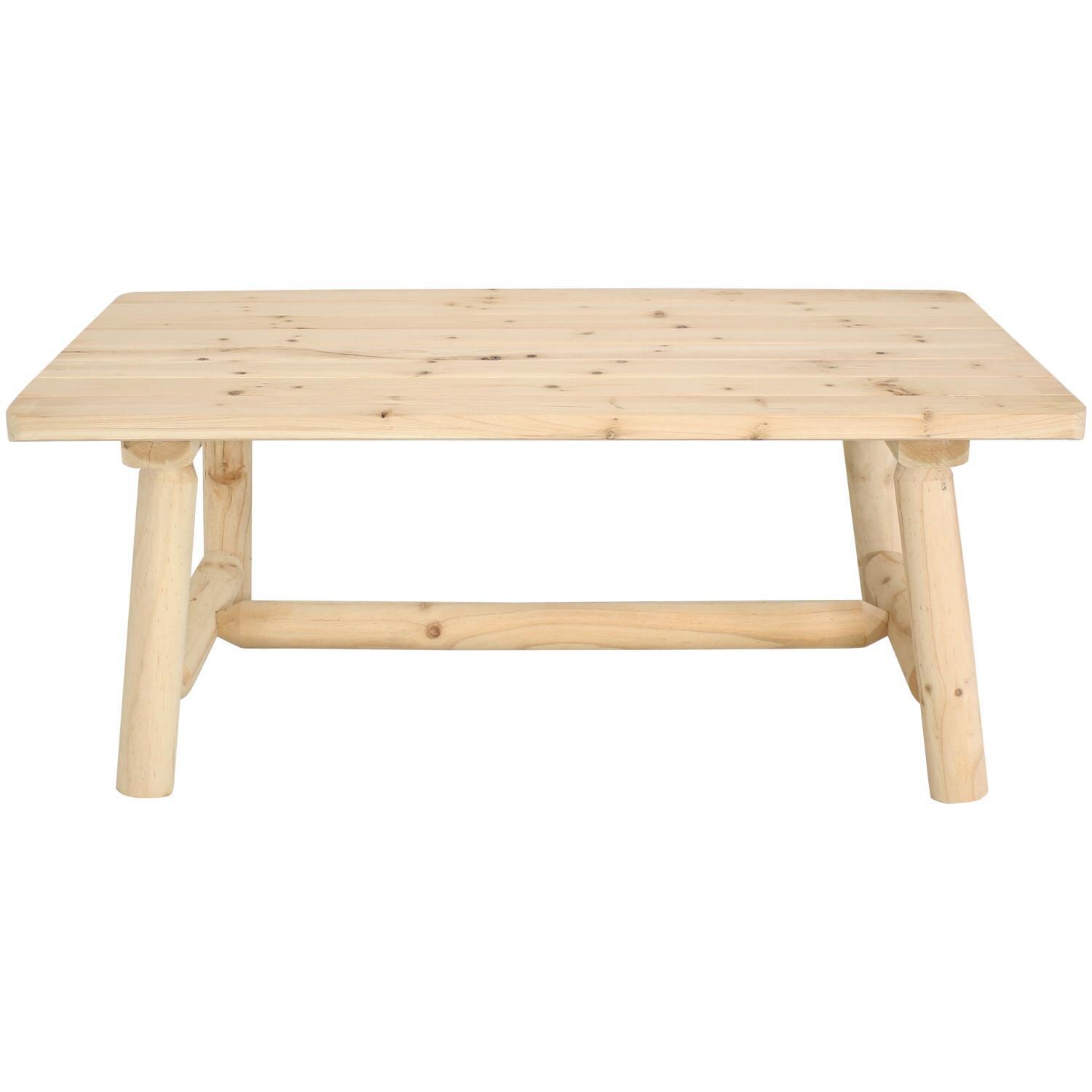 Ultimate Patio 41 3/4 X 22 1/4-Inch Rectangular Rustic Log Cabin Style Fir Wood Coffee Table - Front View thumbnail