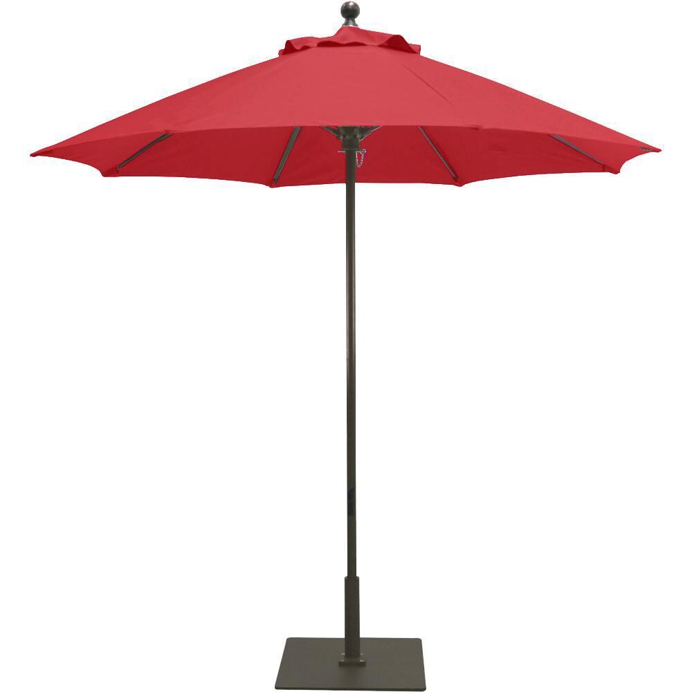 Galtech 7.5 Ft. Octagonal Aluminum Patio Umbrella W/ Manual Lift - Antique Bronze Frame W/ Jockey Red Sunbrella Fabric (Umbrella Base Not Included) thumbnail