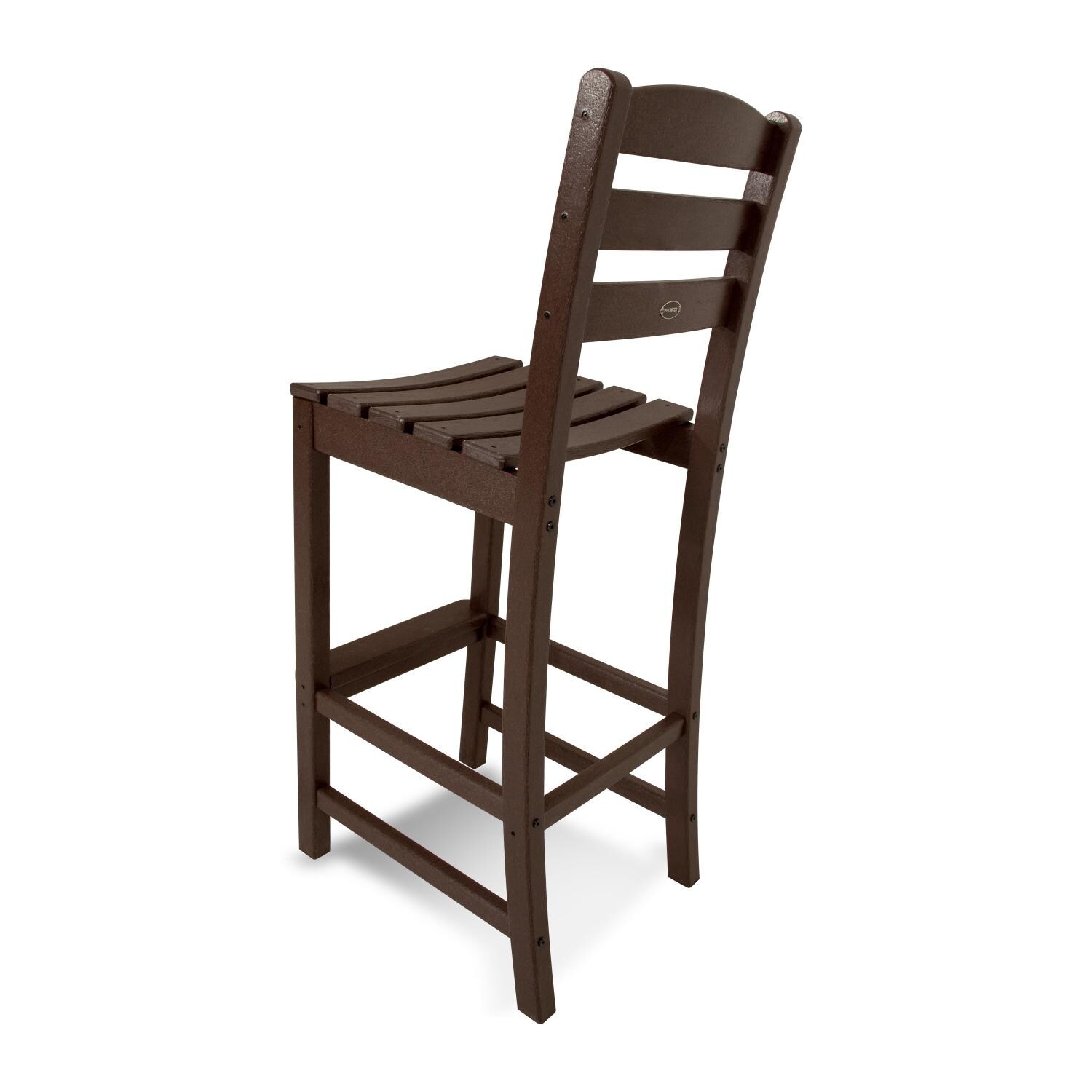 POLYWOOD La Casa Cafe Patio Bar Stool - Mahogany - Side View thumbnail