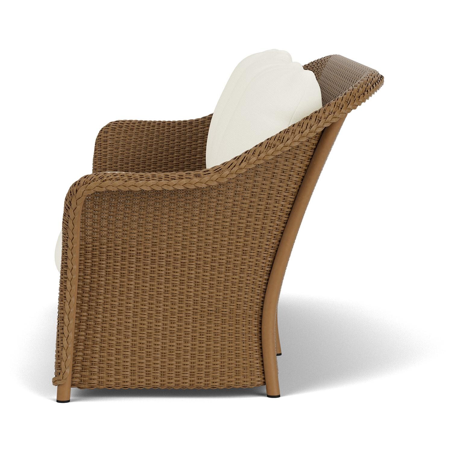 Lloyd Flanders Weekend Retreat Sofa in Hickory Finish W/ Sailcloth Salt Fabric - Side thumbnail