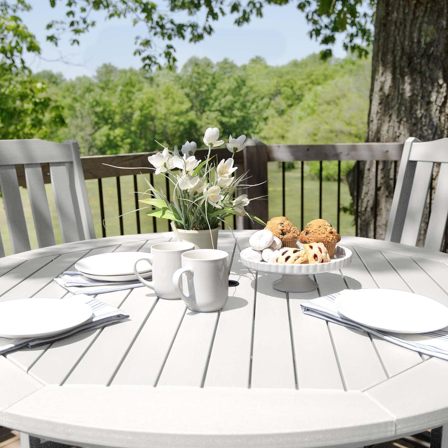 Hart Lane 5 Pc Set Recycled Plastic Counter Height Dining Set In White By Lakeview - Detail thumbnail