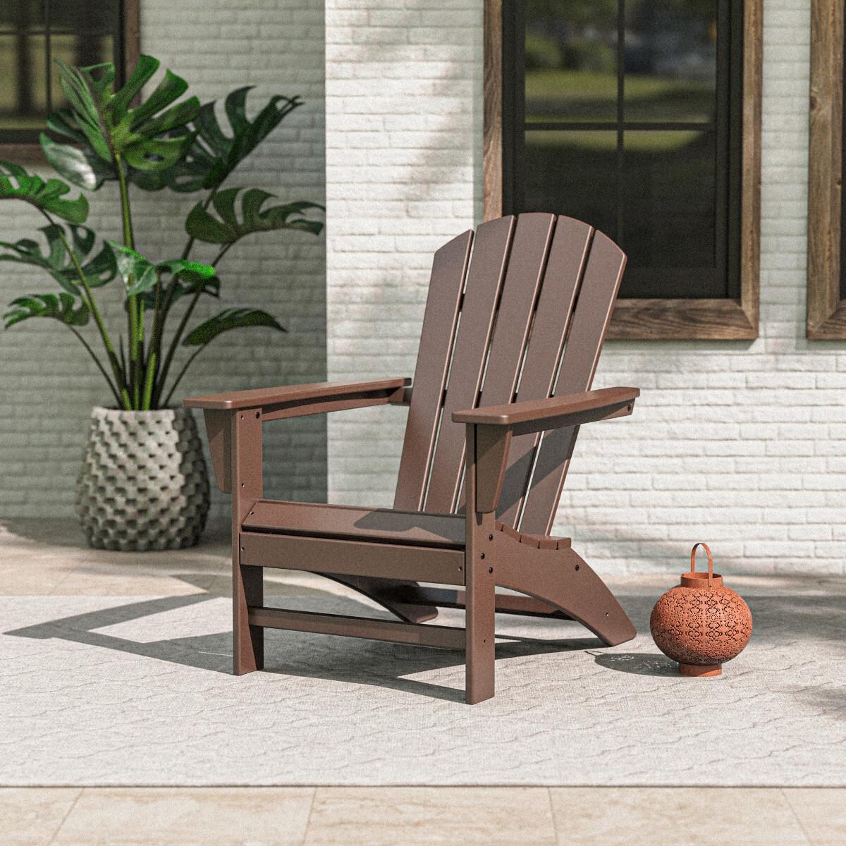 Nautical Recycled Plastic Adirondack in Mahogany by POLYWOOD