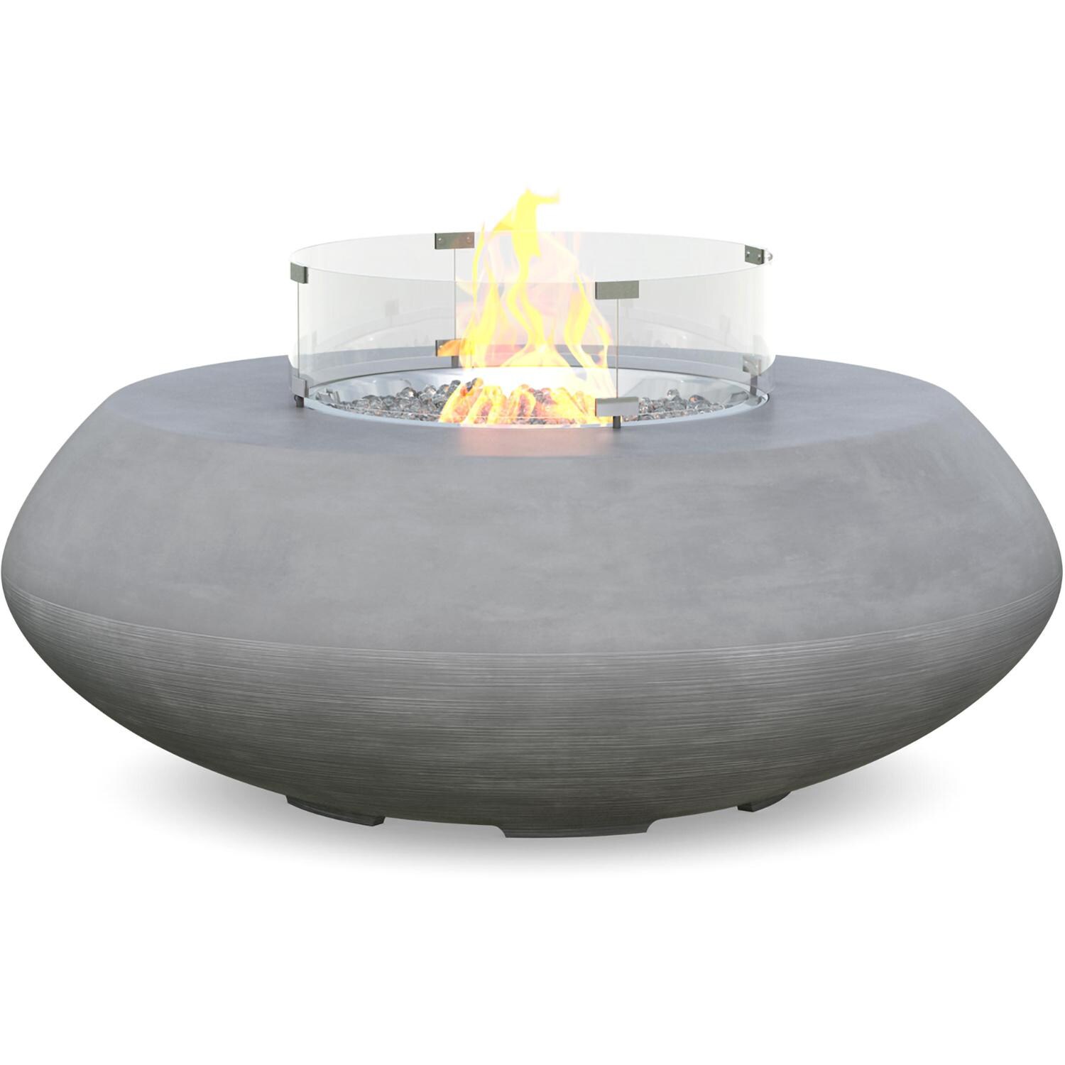 Azzurro Living Durban 48 Inch Propane Fire Table W/ Tank Cover in Gray - Front W/ Flame - White Background thumbnail
