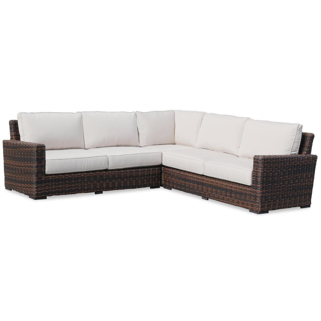 Montecito 3 Piece Wicker Patio Sectional Set W/ Sunbrella Canvas Flax Cushions By Sunset West thumbnail