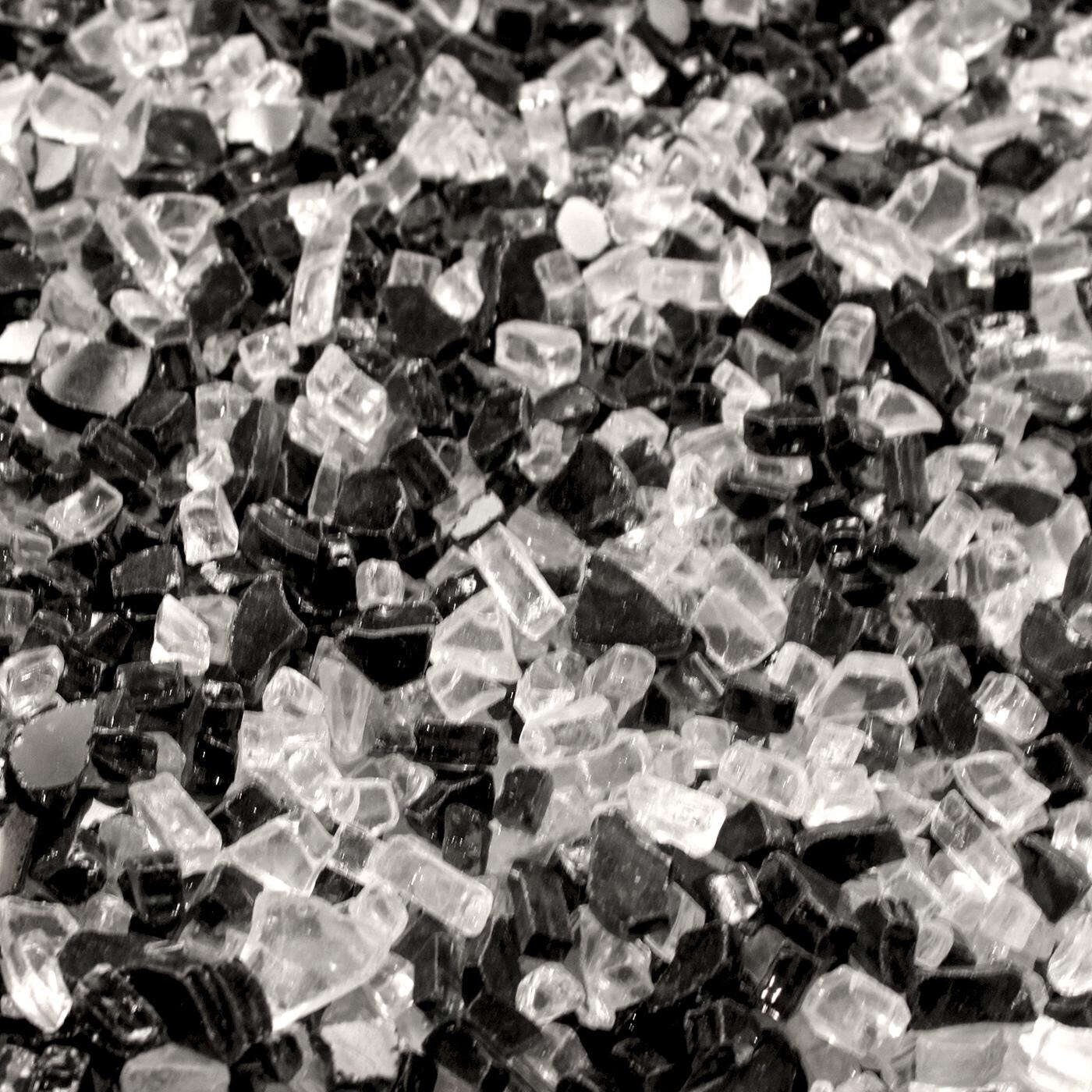 White Mountain Hearth By Empire Crushed Fire Glass - Black Polished (Shown with Clear Frost Crushed Glass) thumbnail