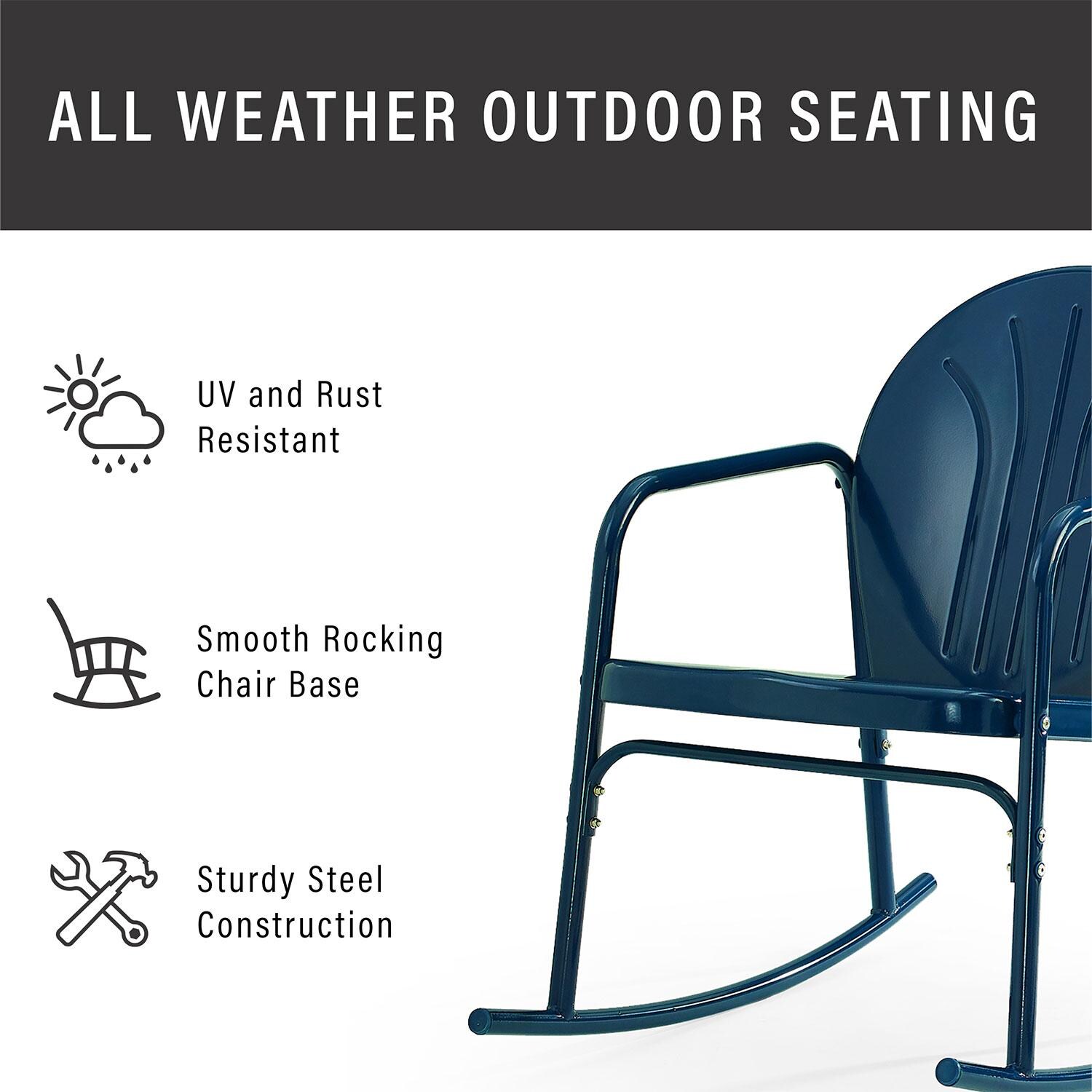 Ultimate Patio UP-32253NV 3Pc Retro Outdoor Rocking Chair Set in Navy - Weather Resistant - Diagram thumbnail