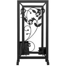 UniFlame 5-Piece Black Wrought Iron Fireplace Tool Set With Crook Handles - F-1041 image