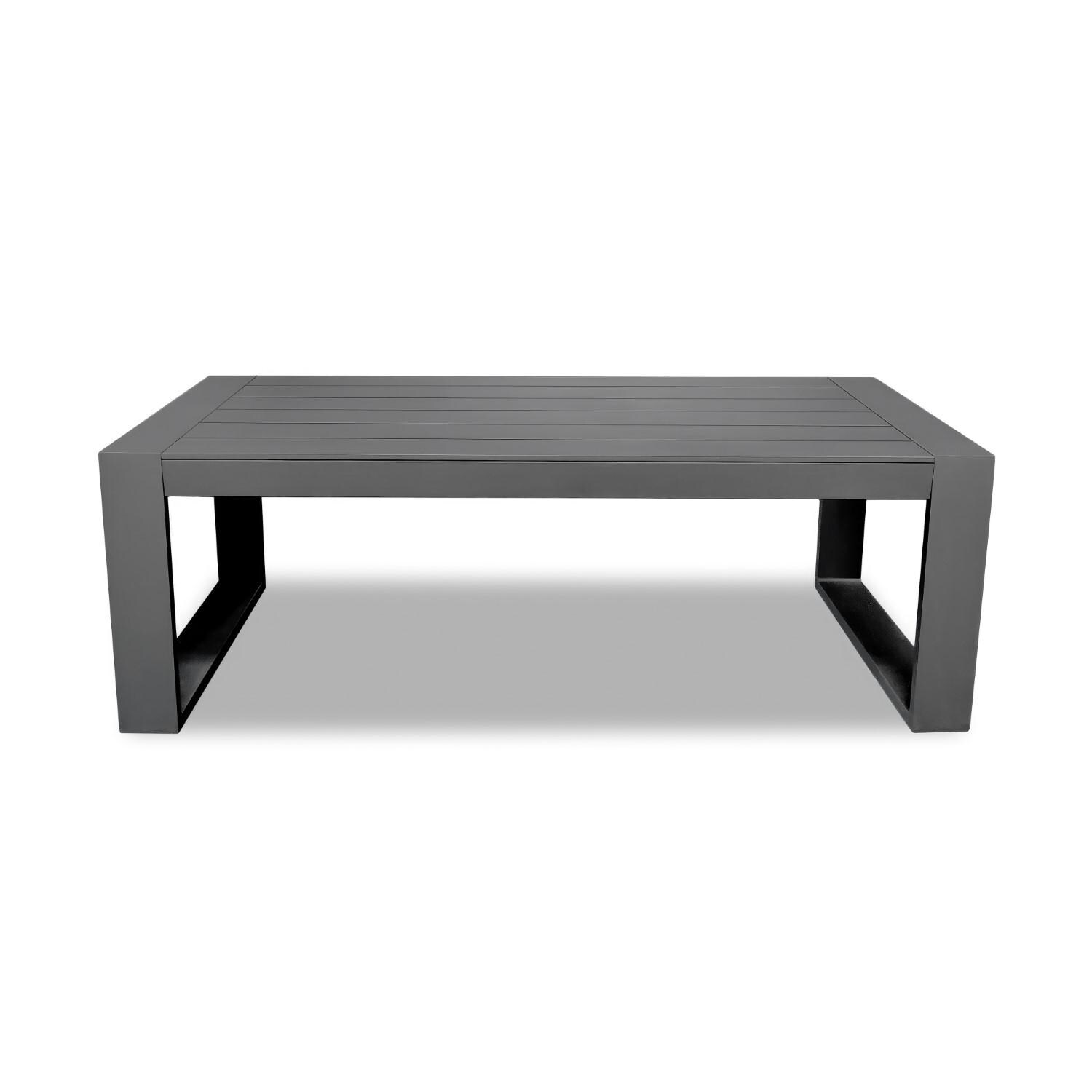 Misty Cove 4 Pc Aluminum Loveseat Set in Slate W/ Heather Beige Cushions & Portal Coffee Table By Lakeview - Table - White Background thumbnail