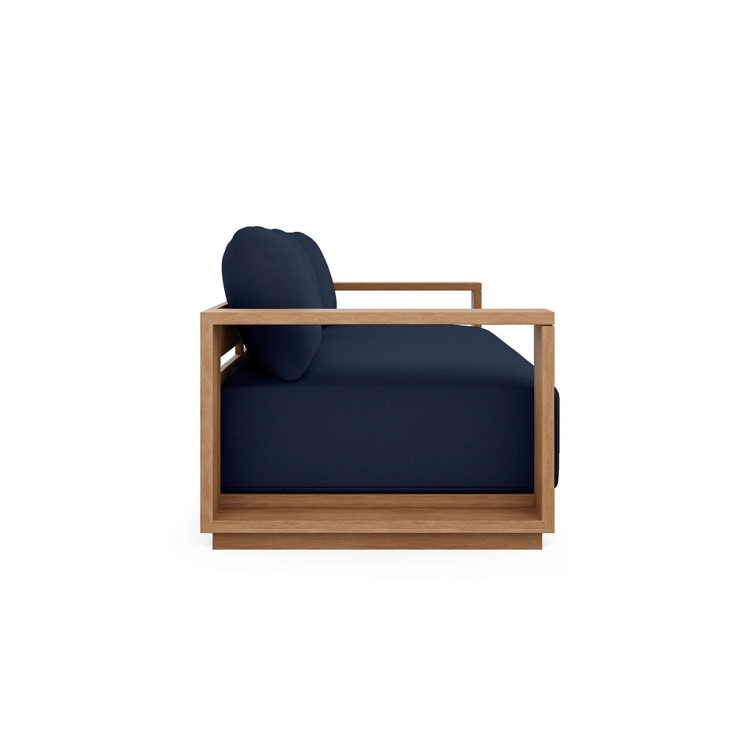 Bellawood 3 Person Teak Luxe Sofa in Indigo by Lakeview Outdoor Designs - Side View - White Background thumbnail