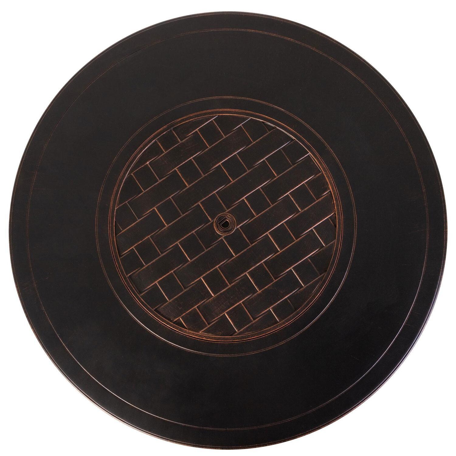 Ultimate Patio Magnolia Way 50,000 BTU Propane Round Fire Pit Table - Woven Cast Aluminum - Top - Detail thumbnail