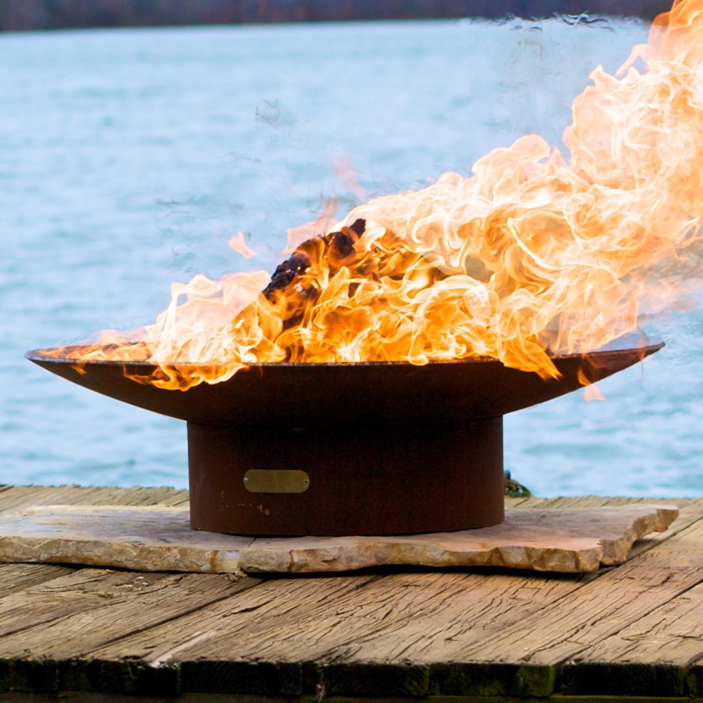 Fire Pit Art Asia Wood Burning Fire Pit - Shown with Fire thumbnail