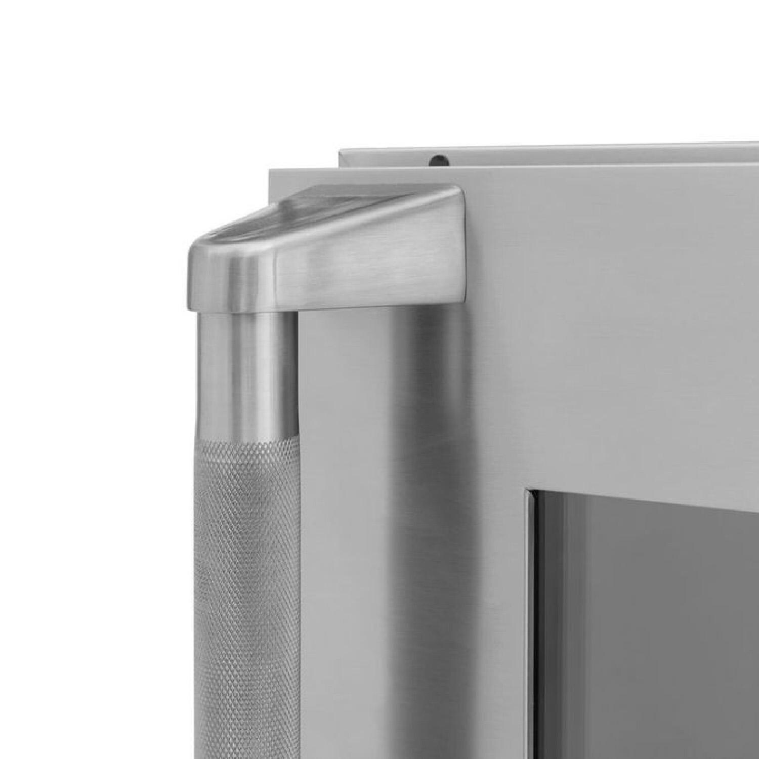 NewAge Products 67915 Classic Series 10 1/2 Ft Outdoor Kitchen Island w/ 40-in Propane Grill, Glass Door Refrigerator, Trash Bin, Door & Drawer in Grove/Stainless Steel - Fridge Handle - Detail thumbnail