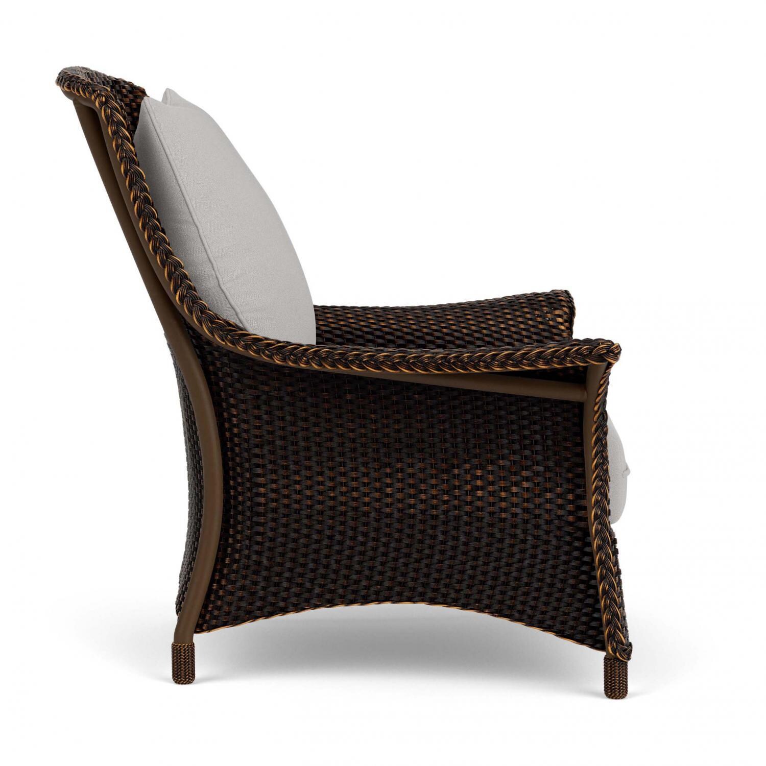 Lloyd Flanders Mandalay Lounge Chair in Mink Finish with Tundra Dove fabric - Side thumbnail
