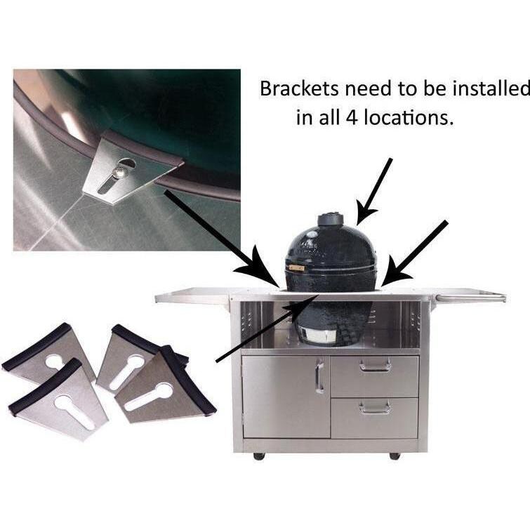 Cart Brackets on Stainless Steel Cart for Primo Large Round Kamado thumbnail