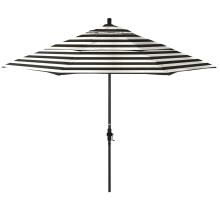 California Umbrella Sun Master Series 11 Ft Octagonal Aluminum Collar Tilt Patio Umbrella W/ Crank Lift, Fiberglass Ribs & Double Vent - Matted Black Frame / Sunbrella Cabana Classic Canopy image