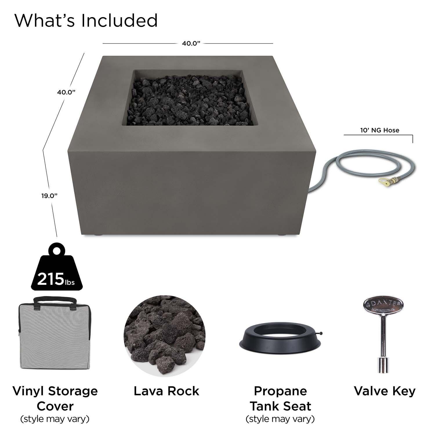 Olliewood 40 Inch Square Glass Fiber Reinforced Concrete Natural Gas Fire Pit Table in Carbon by BBQGuys Signature - Included thumbnail