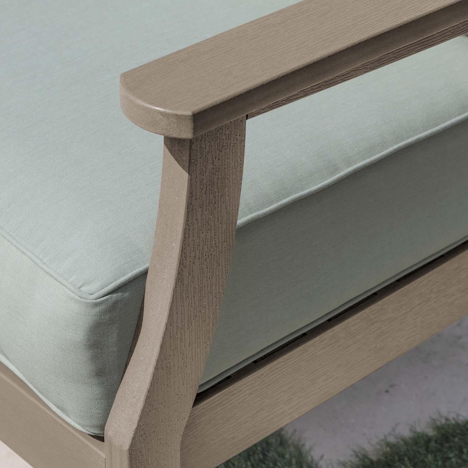 Blushing Bay Recycled Plastic Club Chair in Canvas Seasalt/Woodland Brown by Lakeview Outdoor Designs - Frame - Detail thumbnail