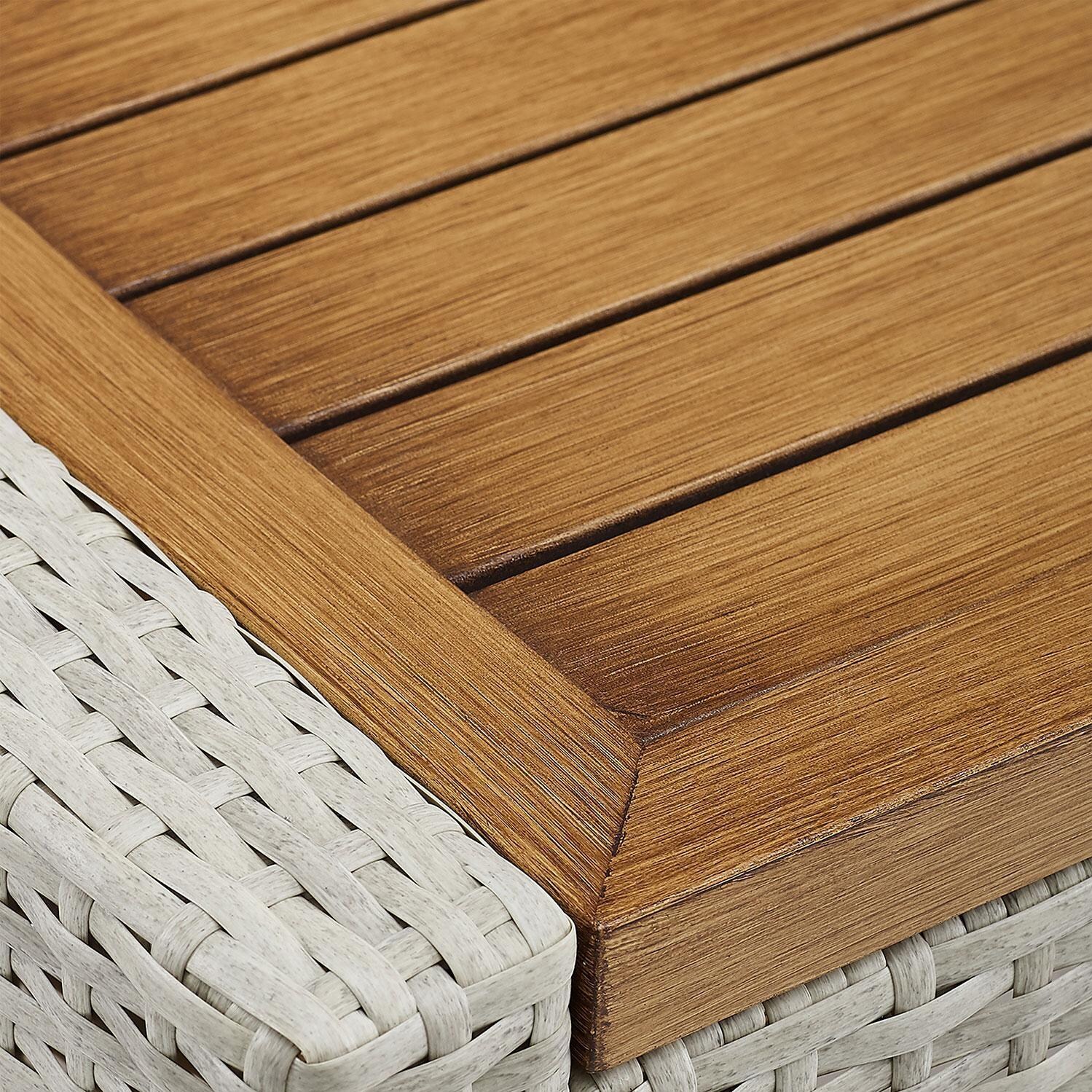 Ultimate Patio UP-92428GY-AC 3Pc Wicker Outdoor Chair Set in Acorn - Middle Table Top - Detail thumbnail