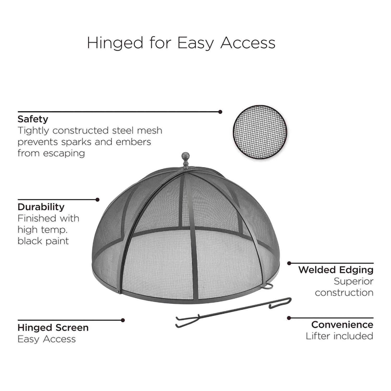 Good Directions 37-Inch Mesh Fire Pit Hinged Spark Screen - Round - Details thumbnail