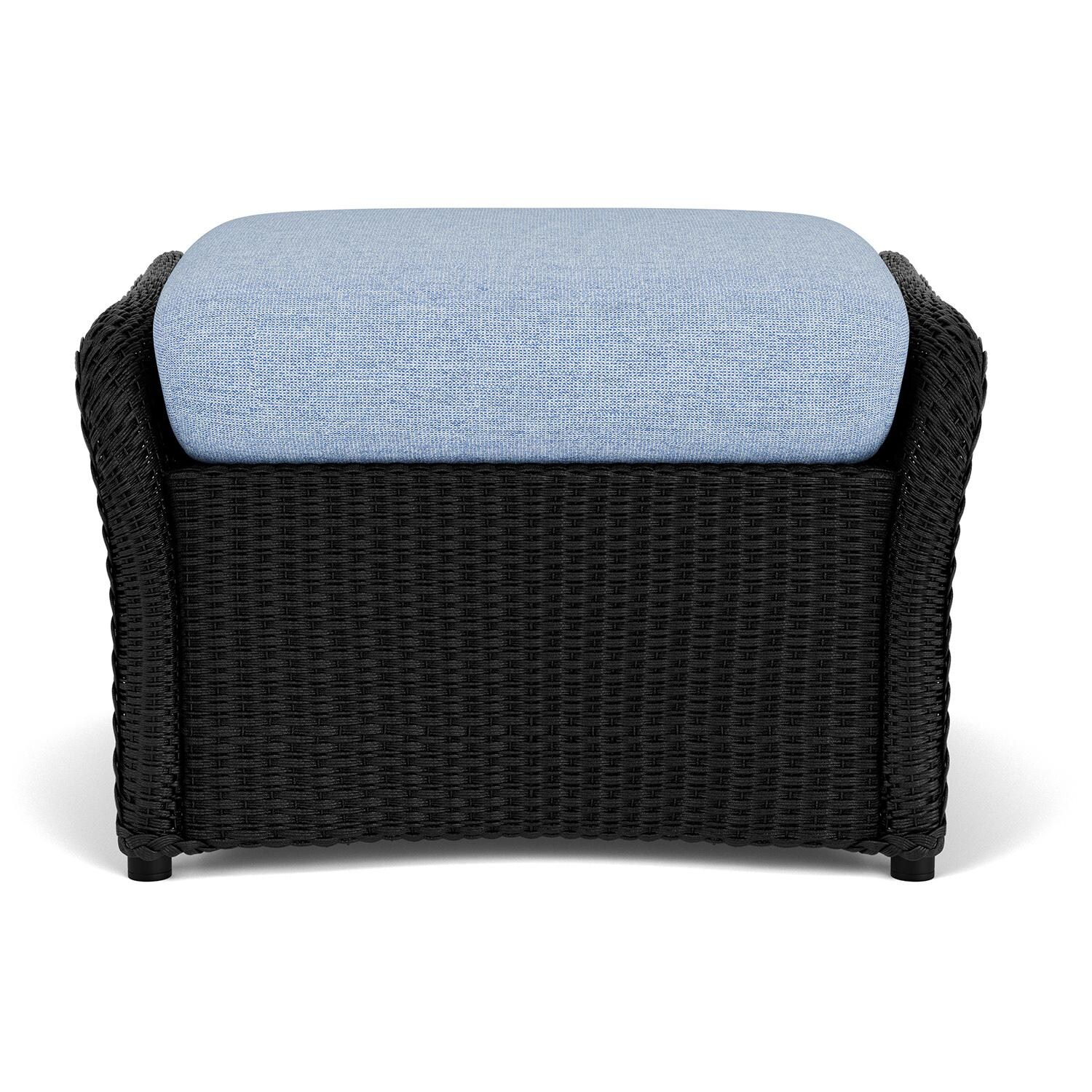 Weekend Retreat Lloyd Loom Ottoman in Ebony/Demo Skyway by Lloyd Flanders