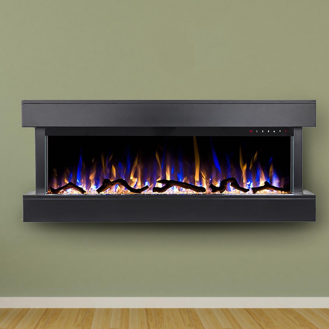 Touchstone Home Products Chesmont 50-Inch Wall Mount Electric Fireplace With Black Mantel - Installed thumbnail