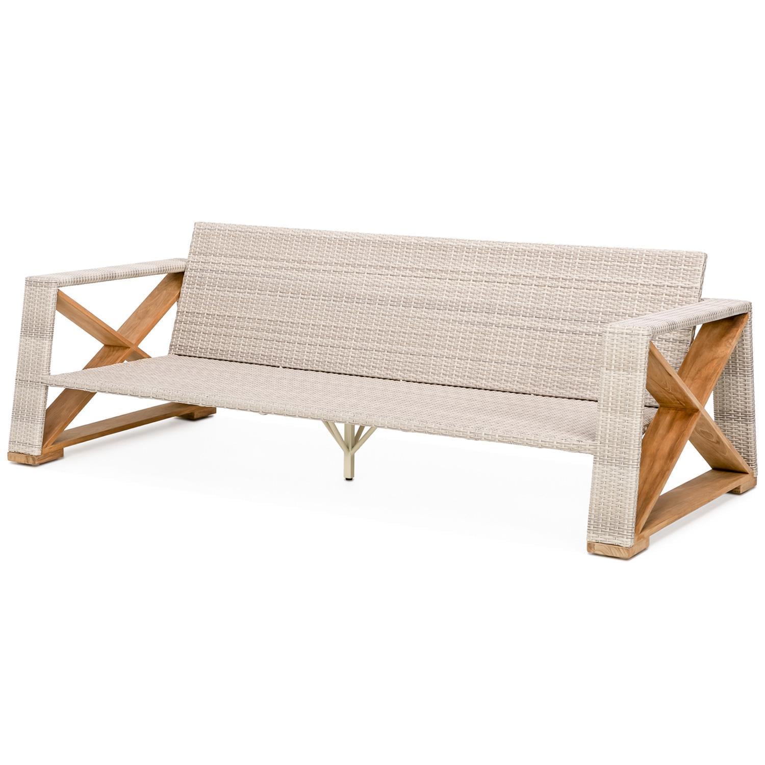 Teak + Table Caicos 4 Piece Lounge Set in Carbon - Sofa Shown Without Cushion - White Background thumbnail