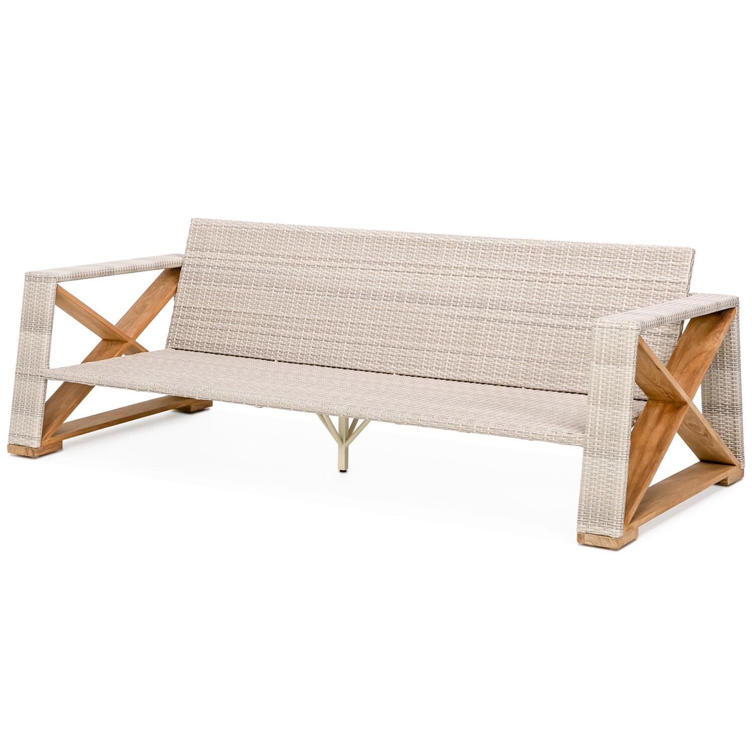 Teak + Table Caicos 4 Piece Lounge Set in Carbon - Sofa Shown Without Cushion - White Background thumbnail