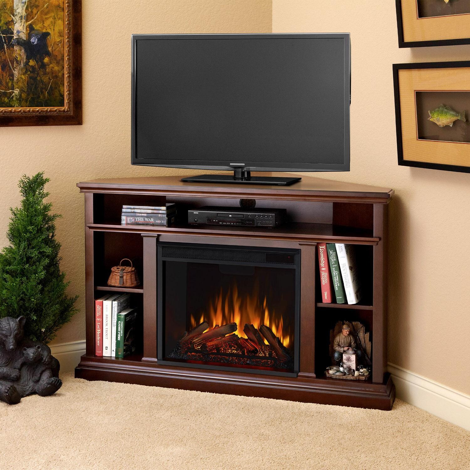 Real Flame 3750E-DE Churchill 50-Inch Corner Electric Fireplace With Mantel - Dark Espresso