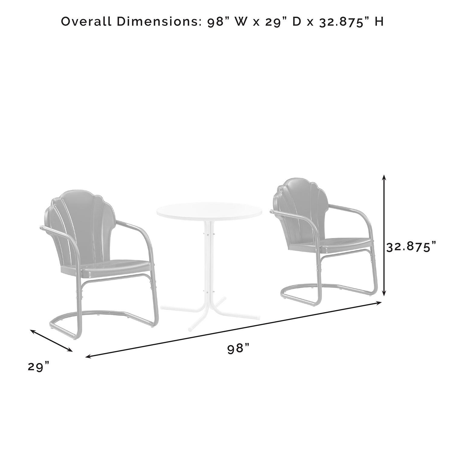Ultimate Patio UP-32243RE 3Pc Retro Outdoor Bistro Set in Dark Red - Overall Dimensions - Diagram thumbnail
