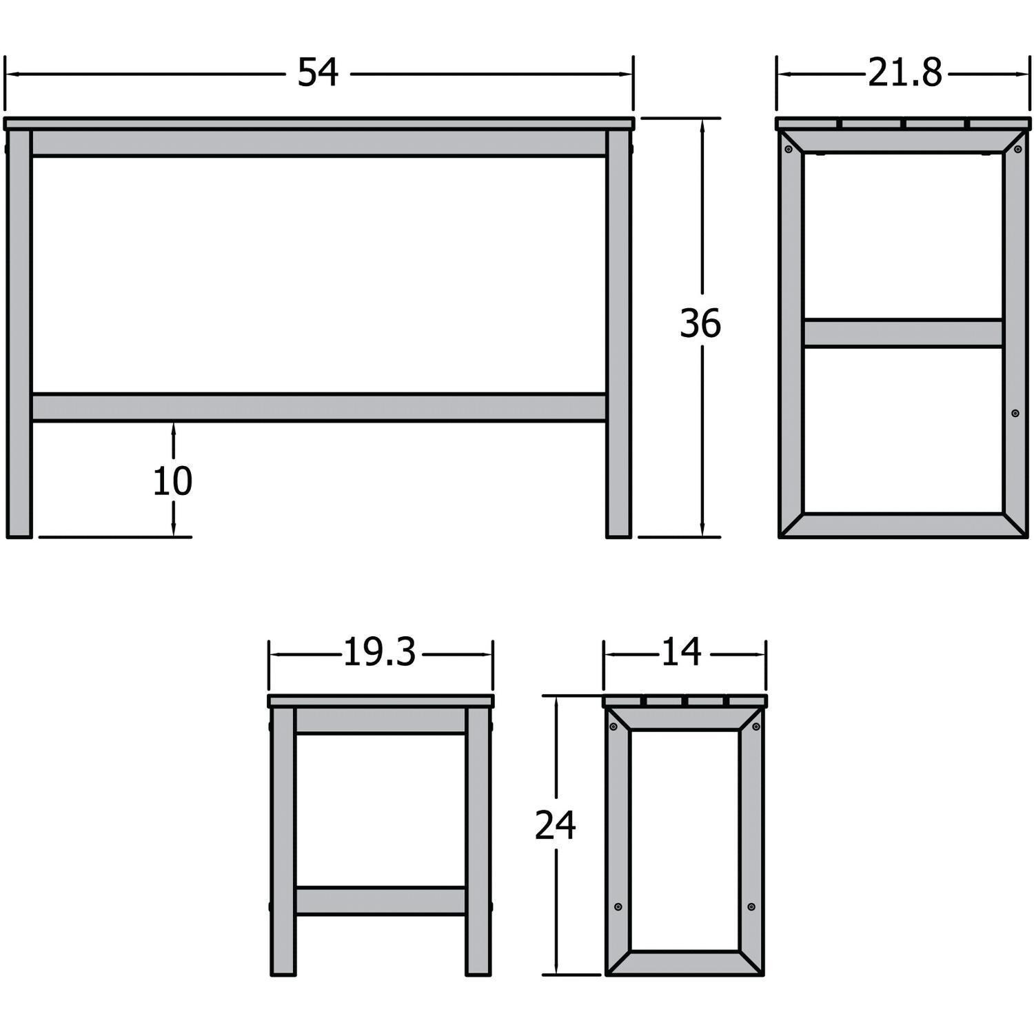 Lakeview Audubon 3 Pc Recycled Plastic Counter Height Balcony Dining Bar Set in Black - Line Drawing - Dimensional thumbnail