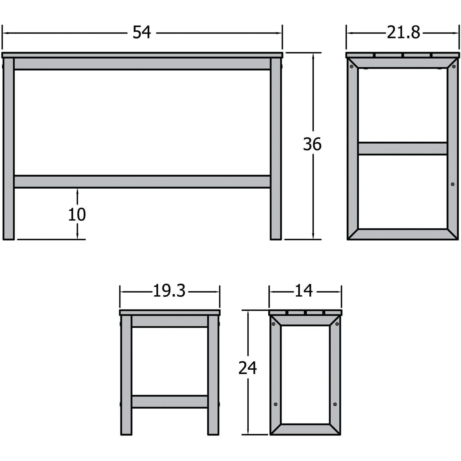 Lakeview Audubon 3 Pc Recycled Plastic Counter Height Balcony Dining Bar Set in Black - Line Drawing - Dimensional thumbnail