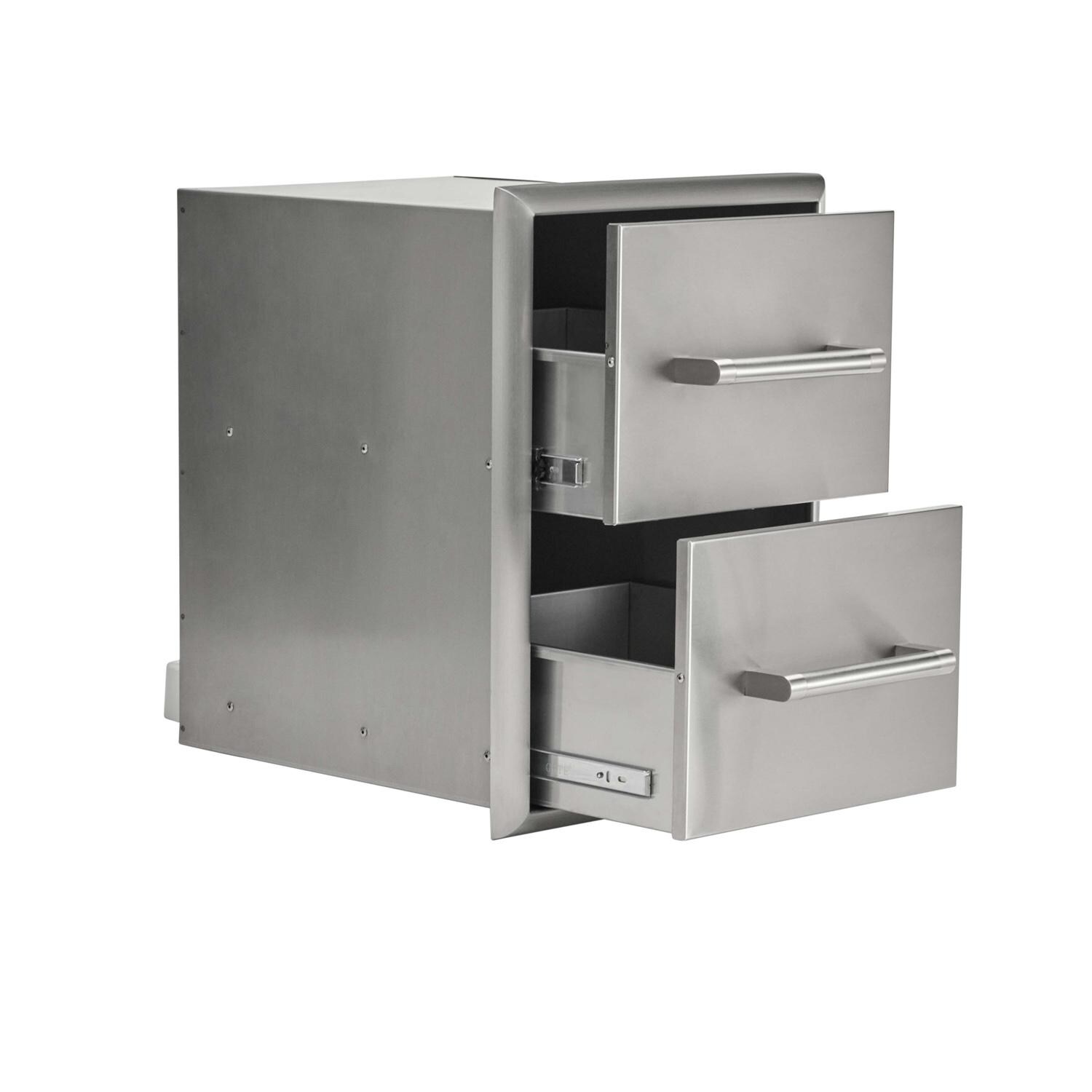 Coyote Outdoor Living C3-2DC 17 Inch Double Drawer - Angled & Open - White Background thumbnail