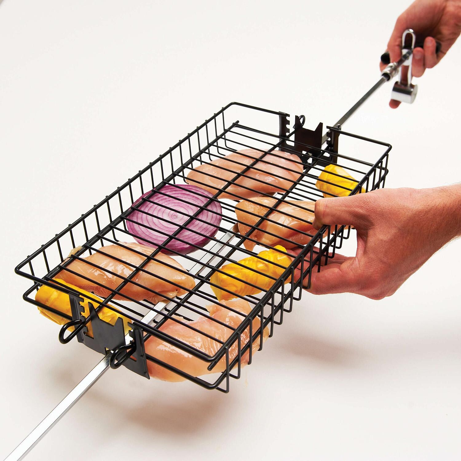 GrillPro Non-Stick Flat Spit Basket - 24785 - Closed - White Background thumbnail