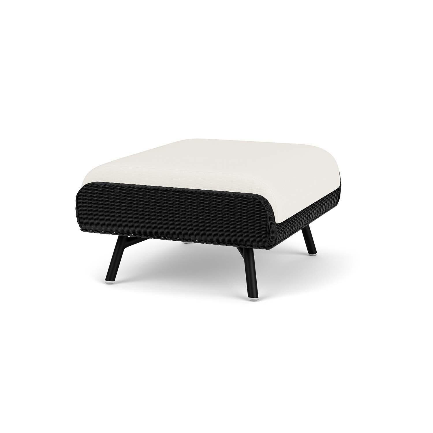 Lloyd Flanders Essence Ottoman W/Sailcloth Salt Fabric - Ebony Finish - Angled thumbnail