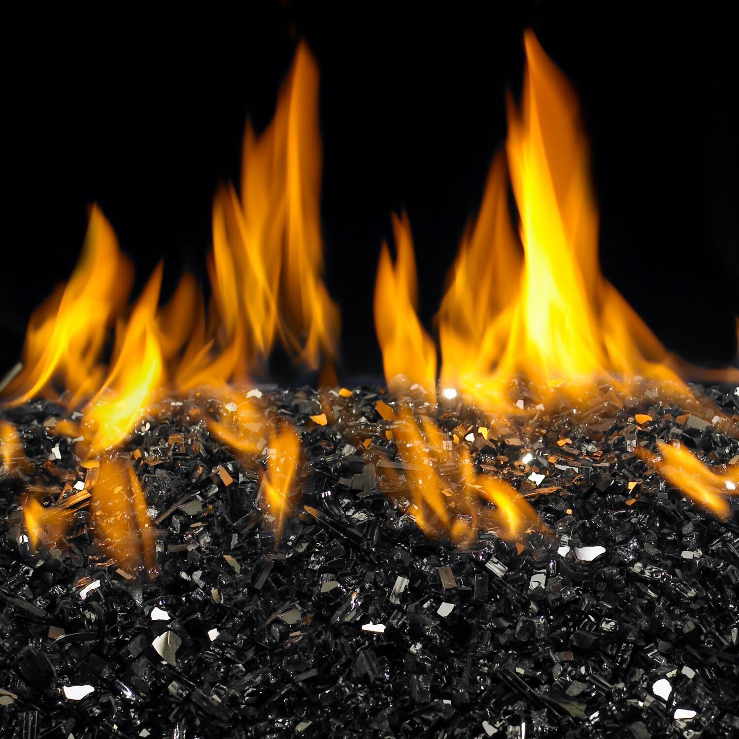 Peterson Real Fyre Glass Black Reflective Fire Glass - Shown in Use (Burner Not Included) thumbnail