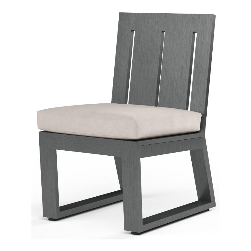 Redondo Aluminum Dining Side Chair w/ No Welt in Slate/Canvas Natural by Sunset West - White Background thumbnail