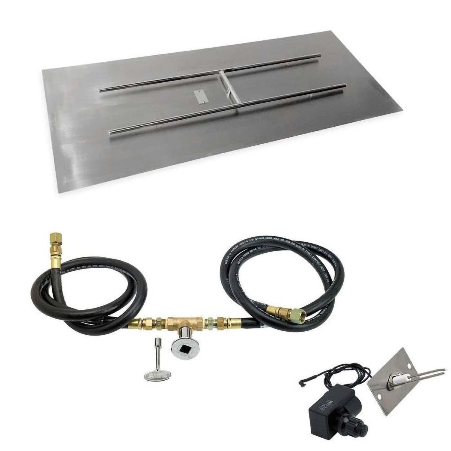 BBQGuys Signature 60 X 24 Inch Stainless Steel Rectangular Flat Pan W/Spark Ignition Kit - Natural Gas