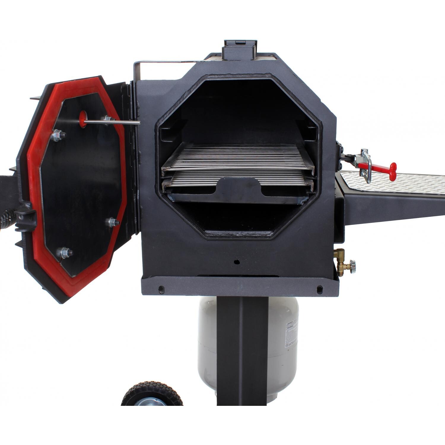 Cajun Express Smoker - 4 Rib Propane Pressure Smoker - Open View (Propane Tank Not Included) thumbnail