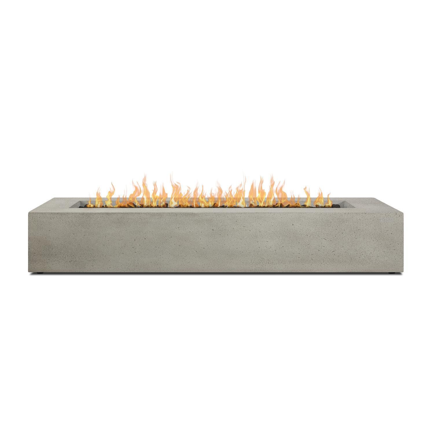 Hillview Bay 72 Inch Rectangular Glass Fiber Reinforced Concrete Natural Gas Fire Pit Table in Flint by BBQGuys Signature - Side View - White Background thumbnail