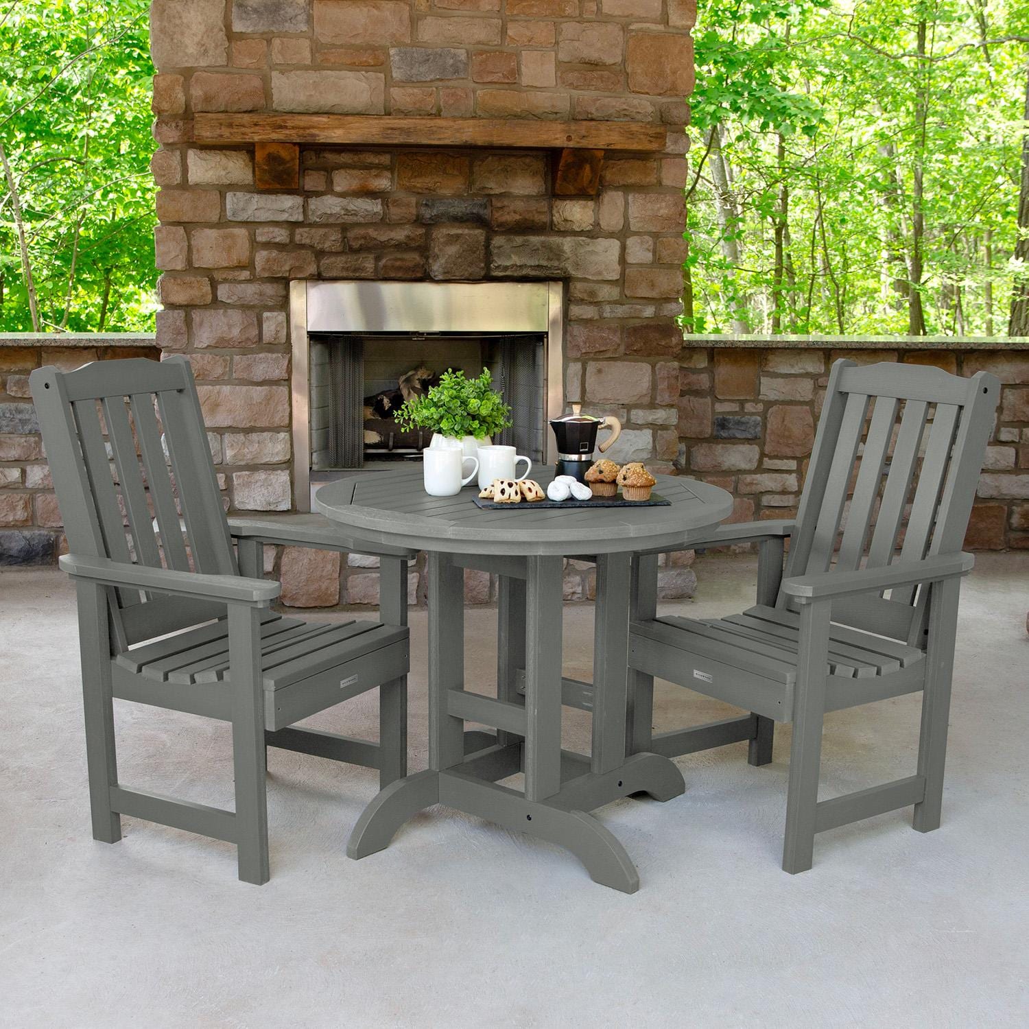 Hart Lane 3 Pc Recycled Plastic Round Dining Set in Coastal Teak By Lakeview Outdoor Designs - Lifestyle thumbnail