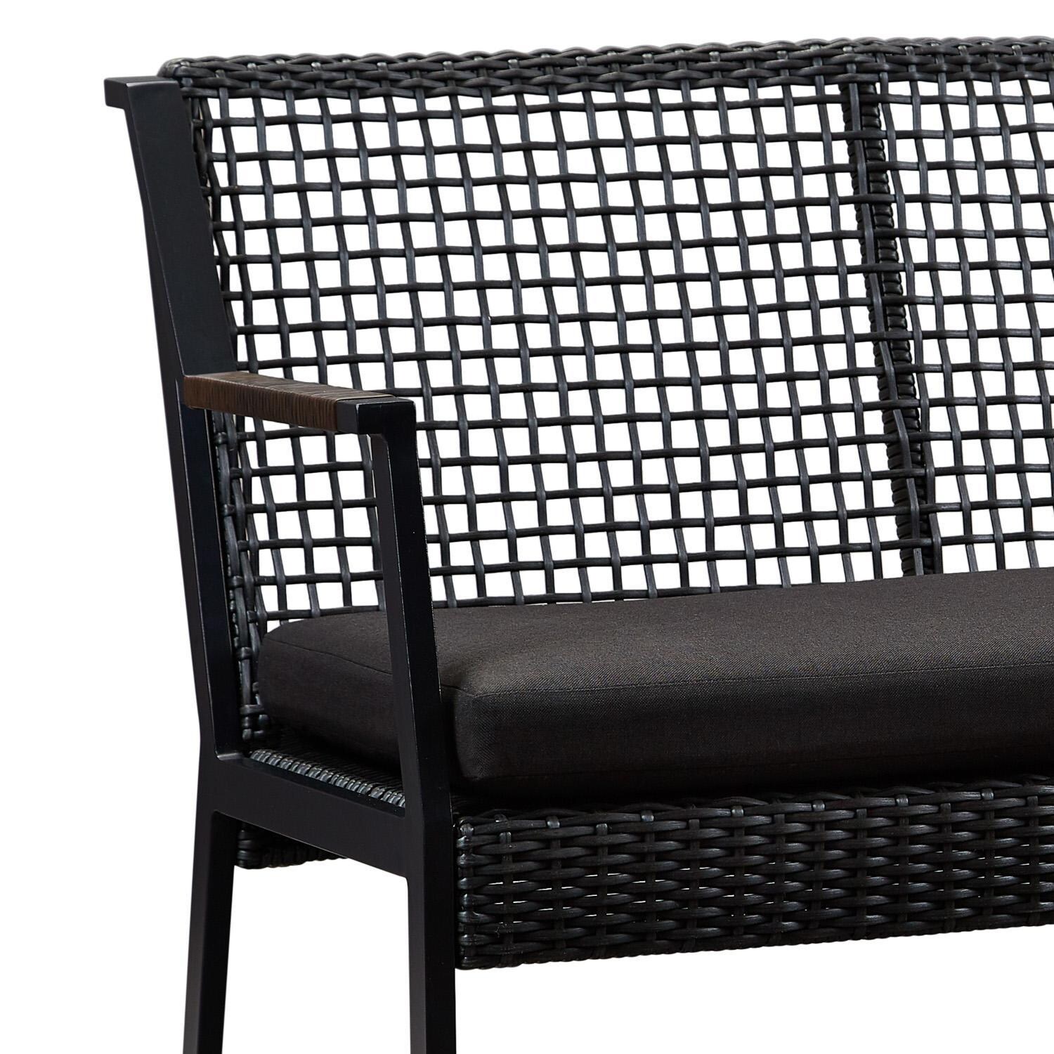 Lakeview Rustic Bay Black Aluminum Bench - Detail thumbnail