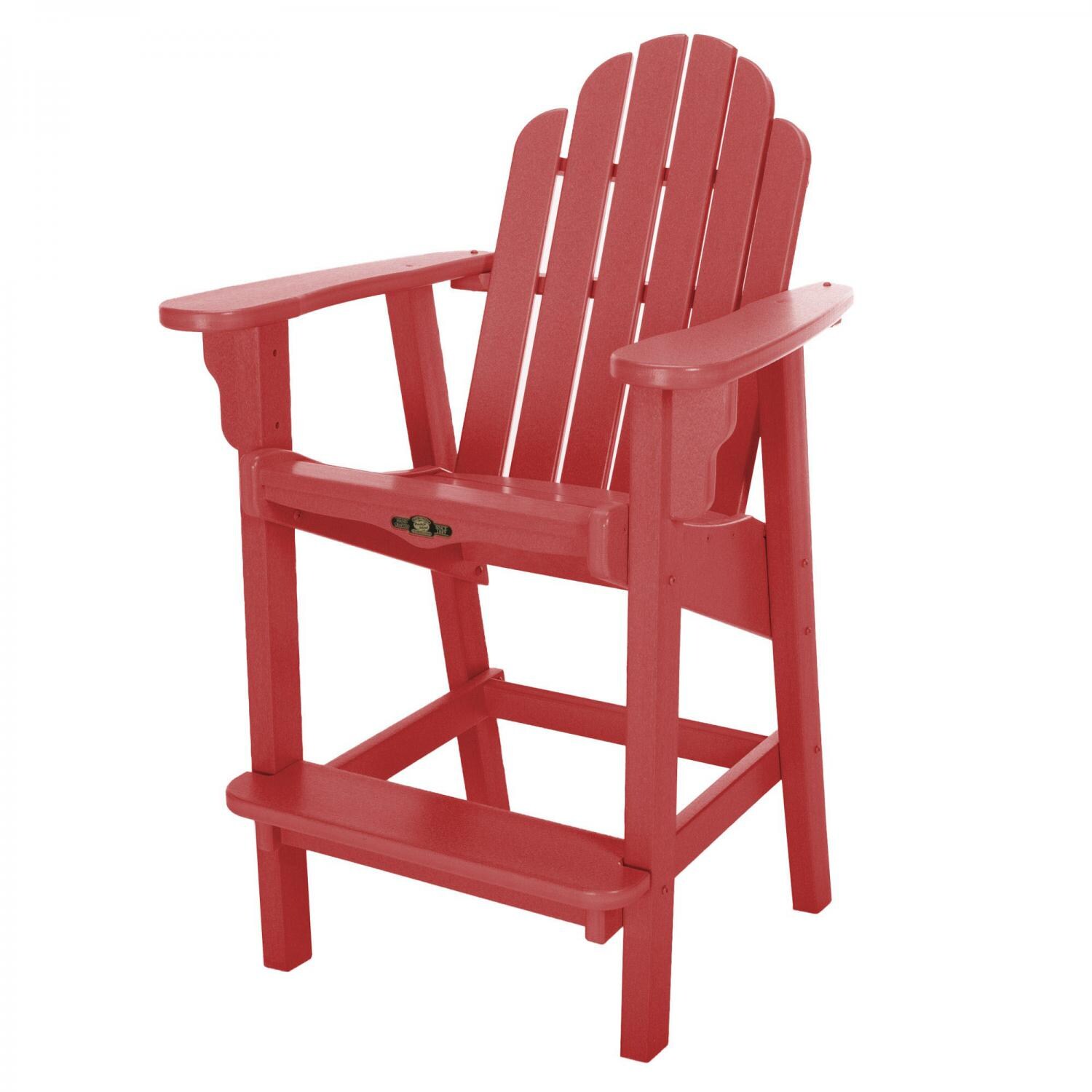 Pawleys Island Essentials Poly Lumber Counter Height Adirondack Patio Bar Stool - Red