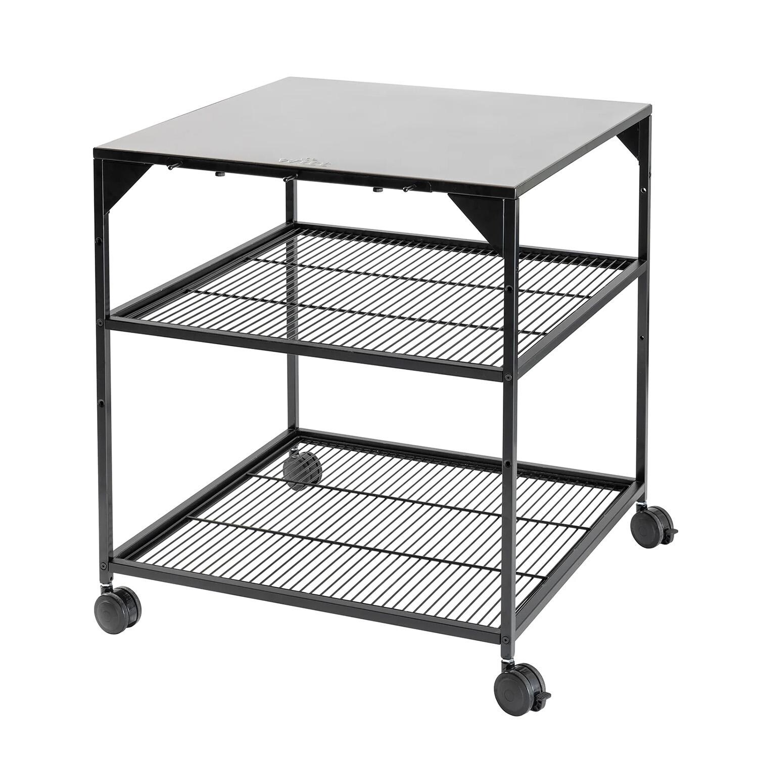 Witt 48651013 Pizza Table on Wheels - Black/Stainless Steel - Angled - White Background thumbnail
