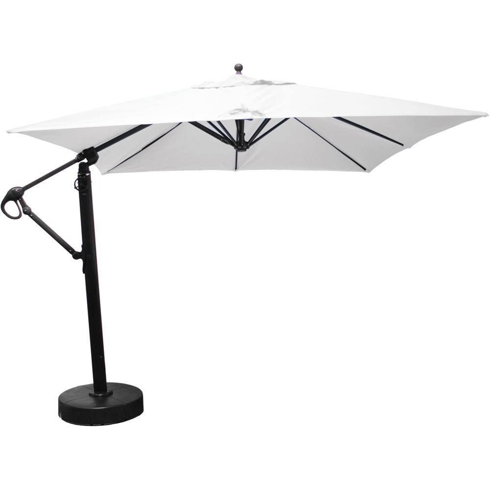 Galtech 10 X 10 Ft. Square Aluminum Patio Cantilever Umbrella W/ Easy Lift And Easy Tilt Wheel - Black Frame W/ Sunbrella Canvas Natural Canopy