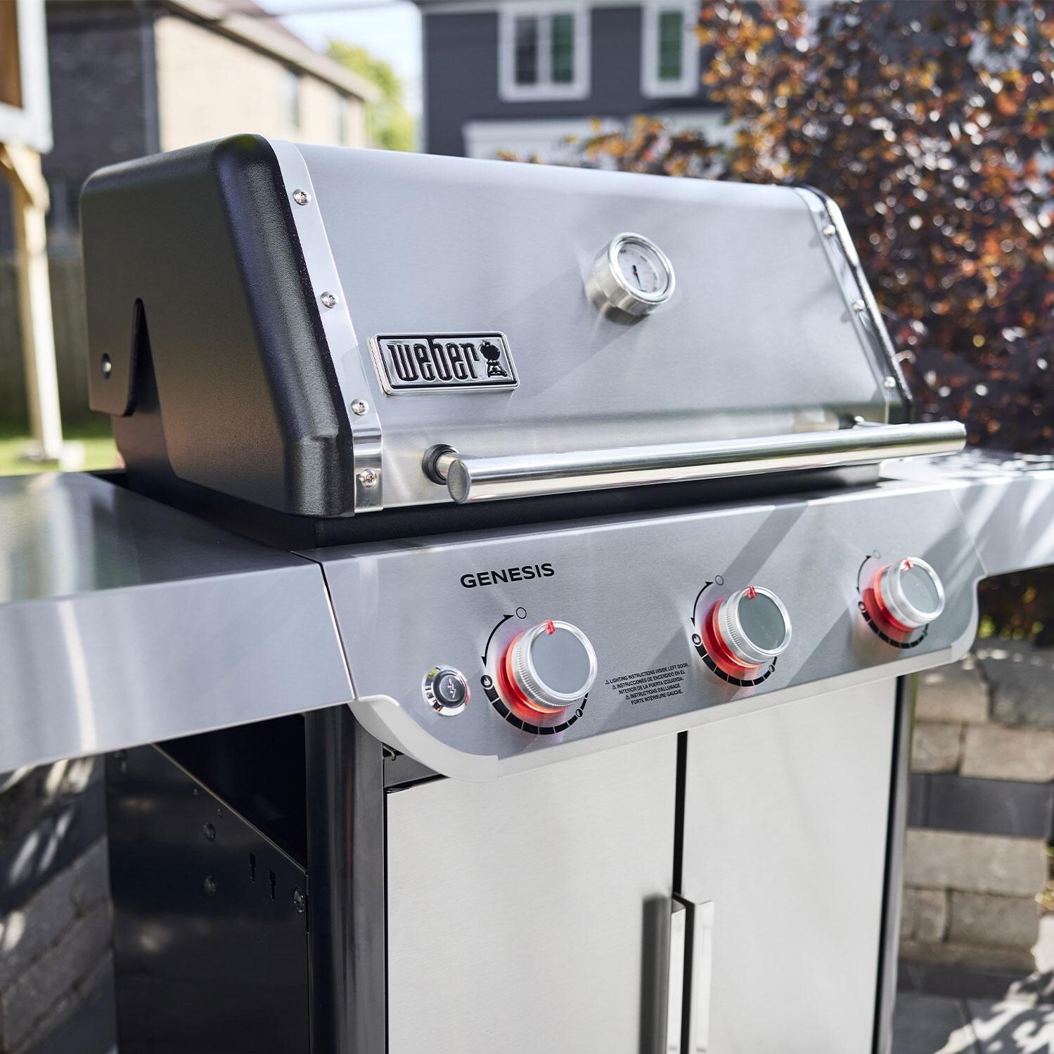 Weber 1500569 GENESIS S-315 Natural Gas Grill in Stainless Steel - Display - Close Up View - Lifestyle thumbnail