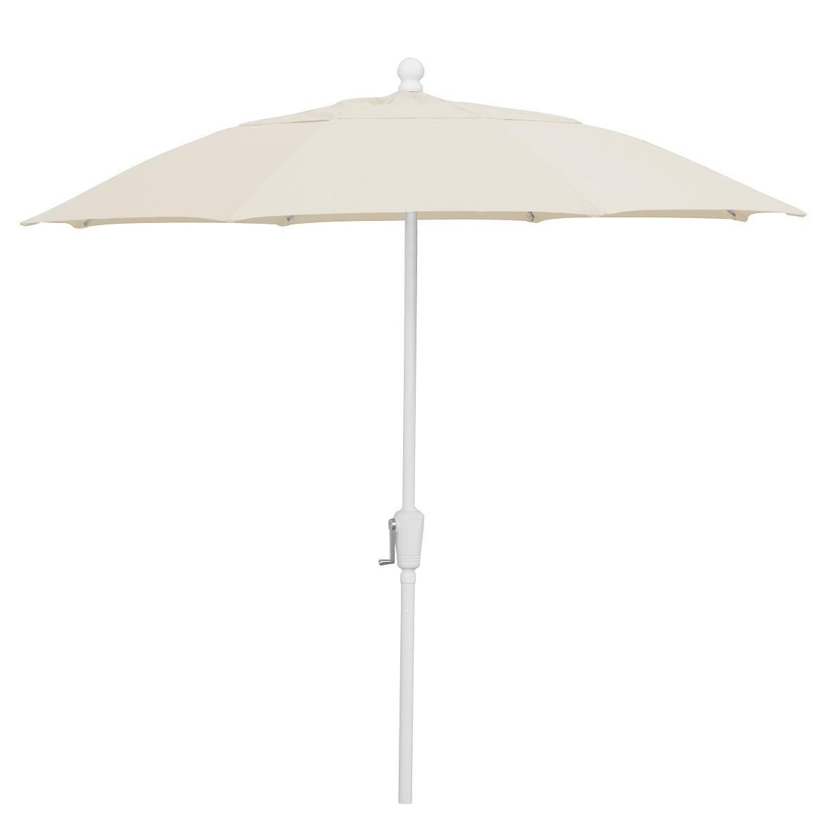 FiberBuilt 9 Ft. Aluminum Market Patio Umbrella With Crank Lift - White Pole / Natural Olefin
